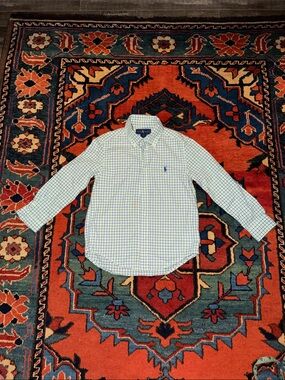 Polo Ralph Lauren Boys Long-Sleeve Tattersall Oxford Button-Down Shirt- Size 5